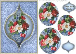 Vintage Vase of Flowers Pyramid Card Front