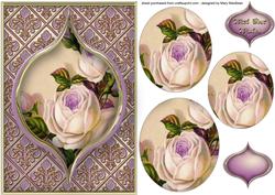 Vintage White Roses Pyramid Card Front