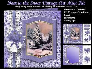 Deer in the Snow Vintage Art Mini Kit