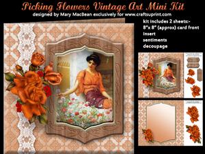 Picking Flowers Vintage Art Mini Kit