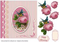 Pink Rose and Bluebird