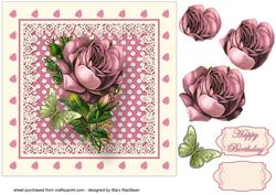 Pink Vintage Rose and Butterfly