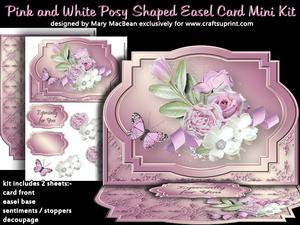 Pink and White Posy Shaped Easel Card Mini Kit