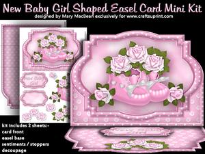 New Baby Girl Shaped Easel Card Mini Kit