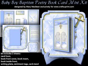 Baby Boy Baptism Poetry Book Card Mini Kit