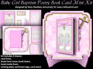 Baby Girl Baptism Poetry Book Card Mini Kit