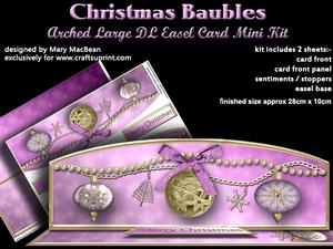 Christmas Baubles Arched Large Dl Easel Card Mini Kit