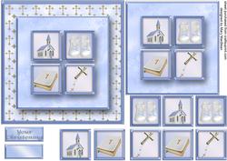 Baby Boy Christening Square Layers Card Front