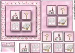 Baby Girl Christening Square Layers Card Front
