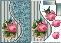 Vintage Rose Teardrop Side Panel Card