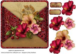 Hibiscus and Berries Mock Wrap Card Front