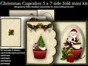 Christmas Cupcakes 5x7 Side Fold Mini Kit