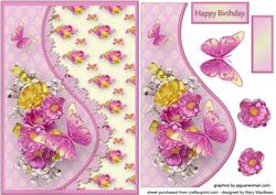 Pink and Yellow Blooms Teardrop Side Panel Card