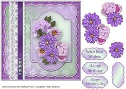 Lilac Flowers, Lace and Pearls
