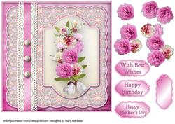 Pink Flowers, Lace and Pearls