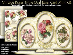 Vintage Roses Triple Oval Easel Card Mini Kit