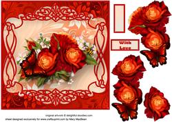 Flame Roses Decoupage Card