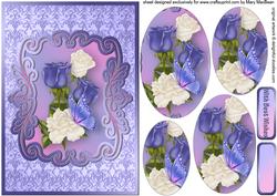Blue and White Roses Multi-use Pyramid Card