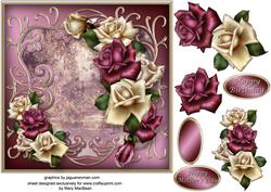 Roses at the Pond Decoupage Card Front