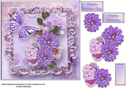 Lilac Posy Decoupage Card Front