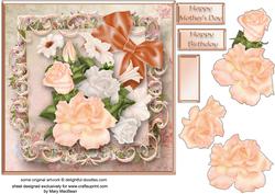 Peach and Cream Posy Decoupage Card Front