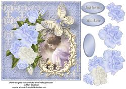 Portrait with Blue Roses Decoupage Card