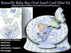 Butterfly Baby Boy Oval Easel Mini Kit