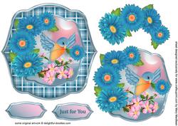 Bluebird and Daisies Shaped Topper