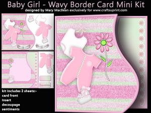 Baby Girl - Wavy Border Card Mini Kit