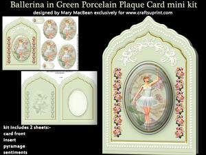 Ballerina in Green Porcelain Plaque Card Mini Kit