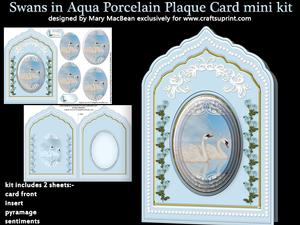 Swans in Aqua Porcelain Plaque Mini Kit
