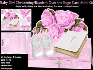 Baby Girl Christening/baptism Over the Edge Card Mini Kit