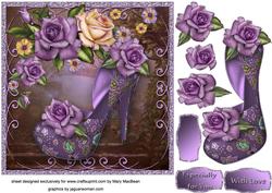 Mauve Roses Shoe Decoupage Card
