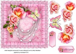 Roses and Pearls Frilly Cushion Card Front