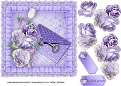Lilac Posy Frilly Cushion Card Front