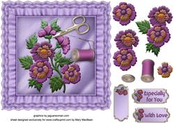 Applique Flowers Frilly Cushion Card Front