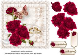 Red Rose Romance Frilly Cushion Card Front