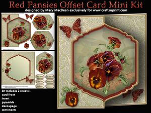 Red Pansies Offset Card Mini Kit