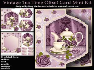 Vintage Tea Time Offset Card Mini Kit