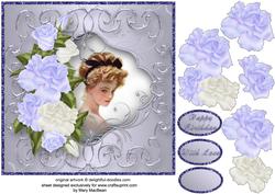 Portrait with Blue Roses