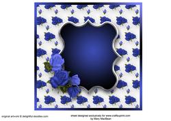 Blue Roses 7" x 7" Card Insert