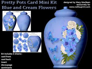 Pretty Pots Card Mini Kit - Blue and Cream Flowers