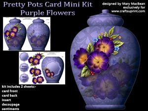 Pretty Pots Card Mini Kit - Purple Flowers