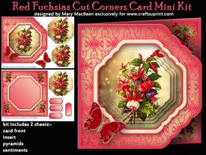 Red Fuchsias Cut Corners Card Mini Kit