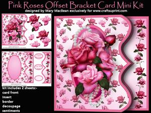 Pink Roses Offset Bracket Card Mini Kit