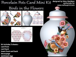 Porcelain Pots Card Mini Kit - Birds in the Flowers