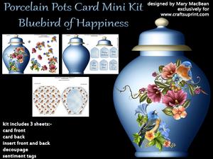 Porcelain Pots Card Mini Kit - Bluebird of Happiness
