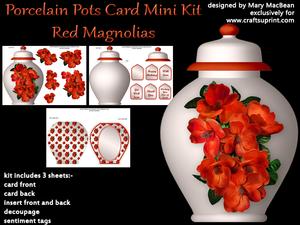 Porcelain Pots Card Mini Kit - Red Magnolias