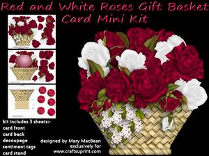 Red and White Roses Gift Basket Card Mini Kit