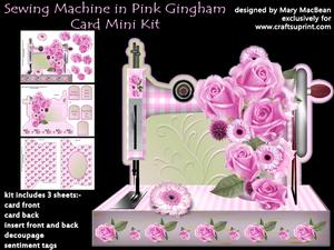Sewing Machine in Pink Gingham Mini Kit